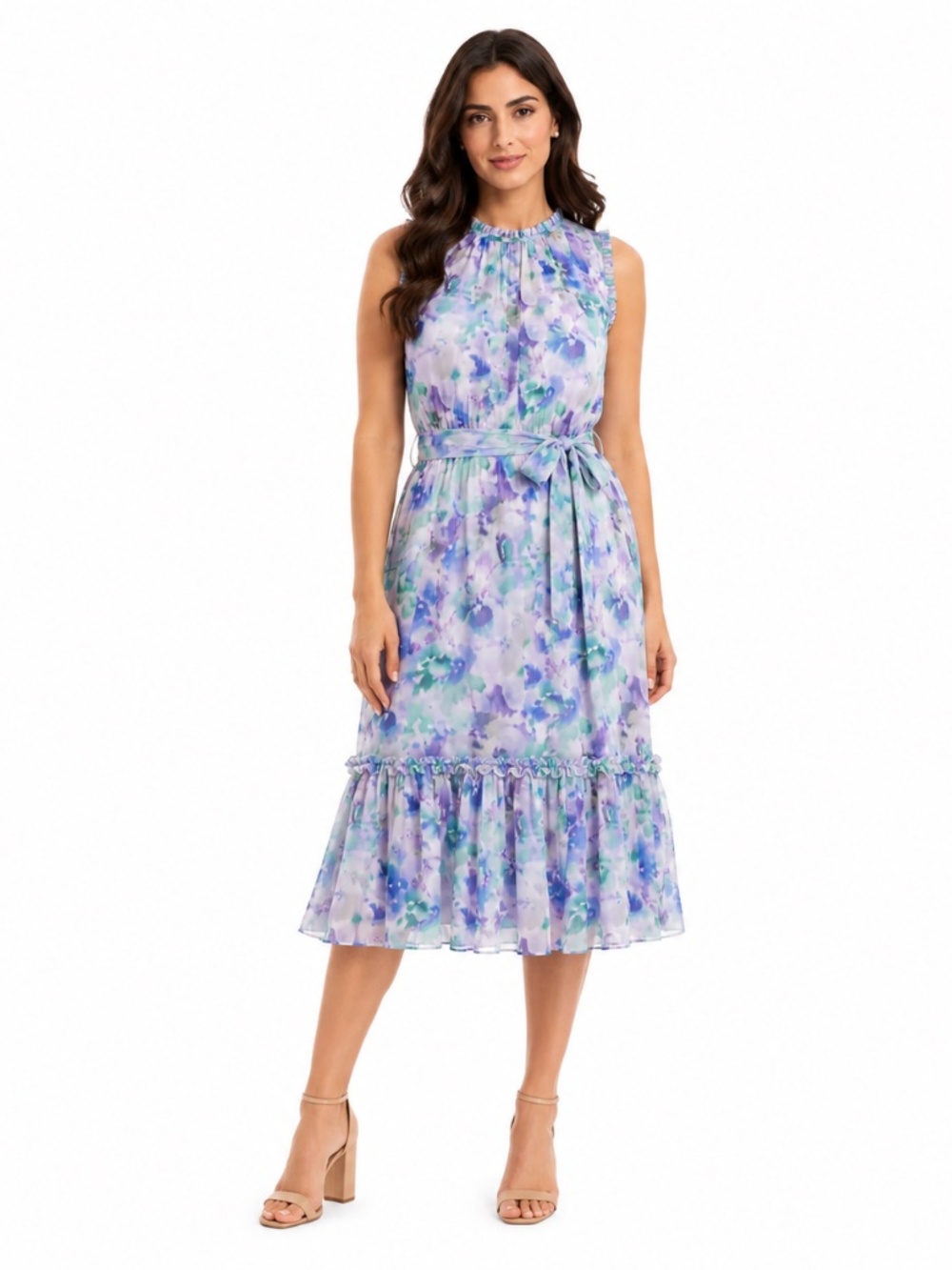 Adrianna Papell - Watercolor Chiffon Print Dress